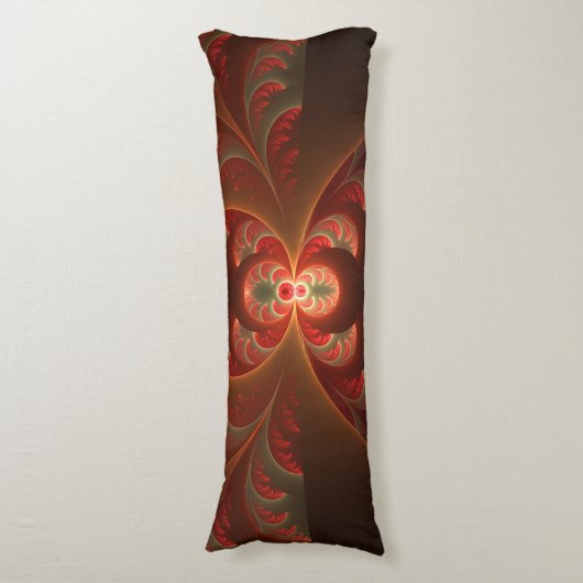 Coussins Longs Abstrait lumineux rouge orange moderne Fractal (devant Vertical)