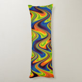 Coussins Longs Abstrait multicolore ondulé (Dos (Vertical))