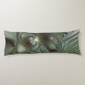 Coussins Longs Abstrait Olive Sage Green Grey Fractal Art Imagina (Dos)