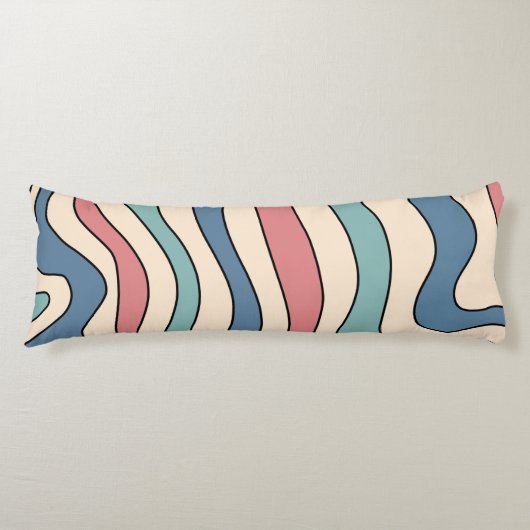 Coussins Longs Abstrait Retro les années 70 marbre Bleu Rouge Sup (Devant)