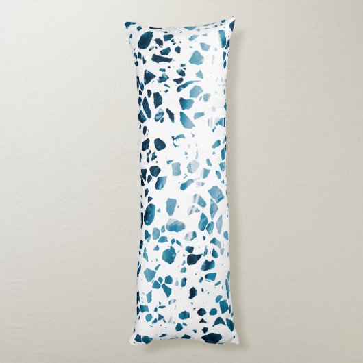 Coussins Longs Abstrait Terrazzo Mosaic Marine et Motif bleu clai (Dos (Vertical))