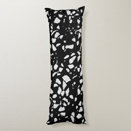 Coussins Longs Abstrait Terrazzo Mosaic Motif noir et blanc (Dos (Vertical))