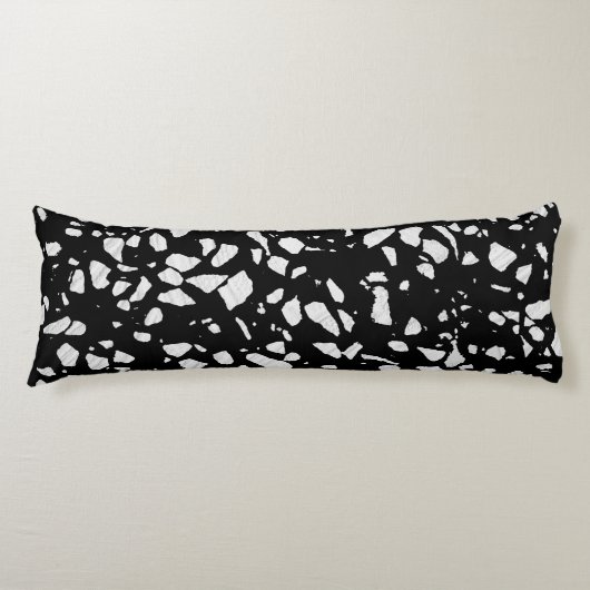 Coussins Longs Abstrait Terrazzo Mosaic Motif noir et blanc (Devant)