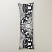 Coussins Longs Abstraite ligne noire et blanche (Dos (Vertical))