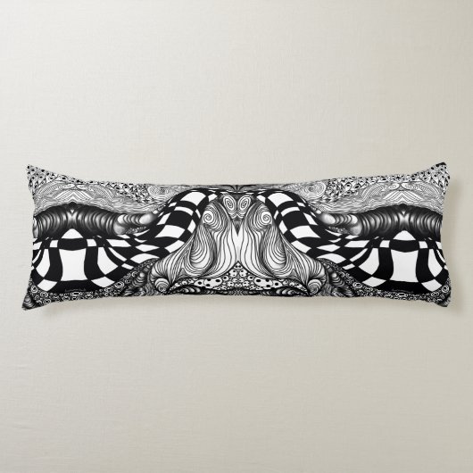 Coussins Longs Abstraite ligne noire et blanche (Devant)