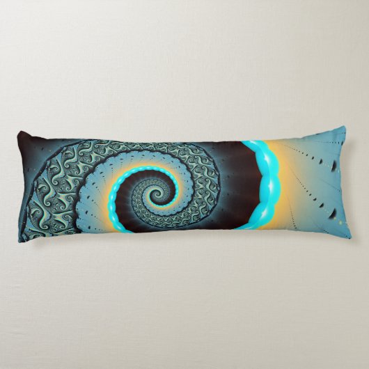 Coussins Longs Abstraite spirale d'art fractal bleu turquoise ora (Dos)