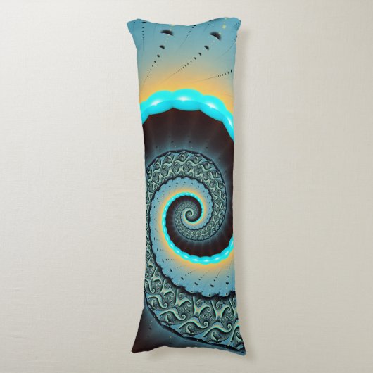 Coussins Longs Abstraite spirale d'art fractal bleu turquoise ora (Devant (Vertical))