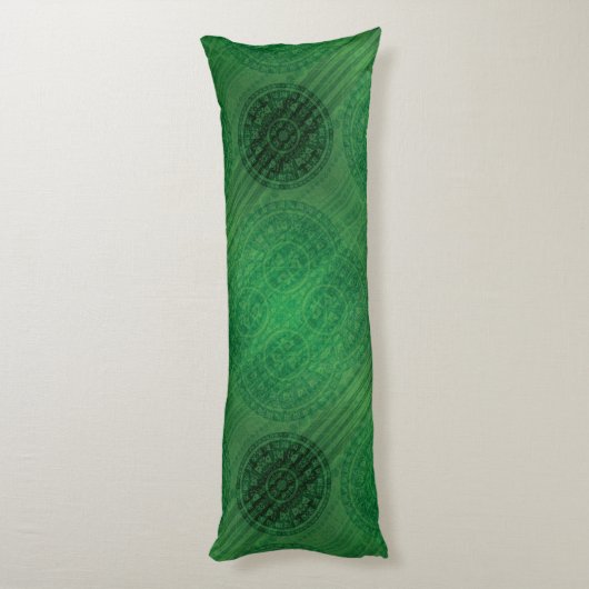 Coussins Longs Acceptation | Médaillons de méditation verte (Dos (Vertical))