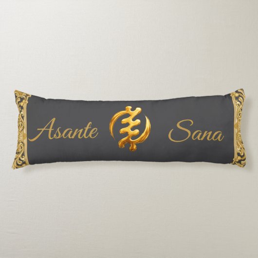 Coussins Longs Achempong: Asante Sana "Gye Nyame" Arsenic Adinkra (Devant)