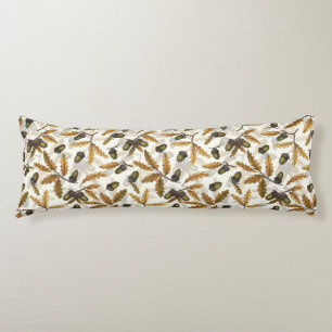 Coussins Longs Acornes et feuilles de chêne sur blanc