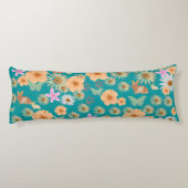 Coussins Longs Adorable lapins à fleurs motifs bleus (Dos)