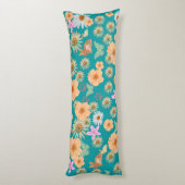 Coussins Longs Adorable lapins à fleurs motifs bleus (Dos (Vertical))