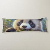 Coussins Longs Adorable Ours De Panda Mangeant Bambou (Dos)