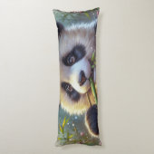 Coussins Longs Adorable Ours De Panda Mangeant Bambou (Dos (Vertical))