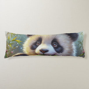 Coussins Longs Adorable Ours De Panda Mangeant Bambou