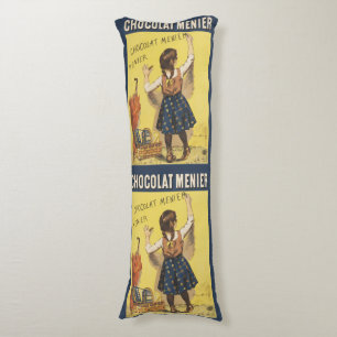 Coussins Longs Affiche vintage 1892 Chocolat Menier Jeune Fille f