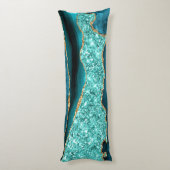 Coussins Longs Agate Turquoise Blue Gold Marbre Aqua Turquoise Co (Dos (Vertical))