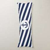 Coussins Longs Ahoy ! Ancre nautique Bleu et Blancs de marine (Devant (Vertical))