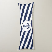 Coussins Longs Ahoy ! Ancre nautique Bleu et Blancs de marine (Dos (Vertical))