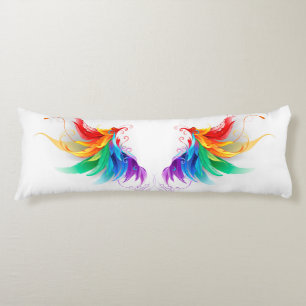 Coussins Longs Ailes fluffy arc-en-ciel