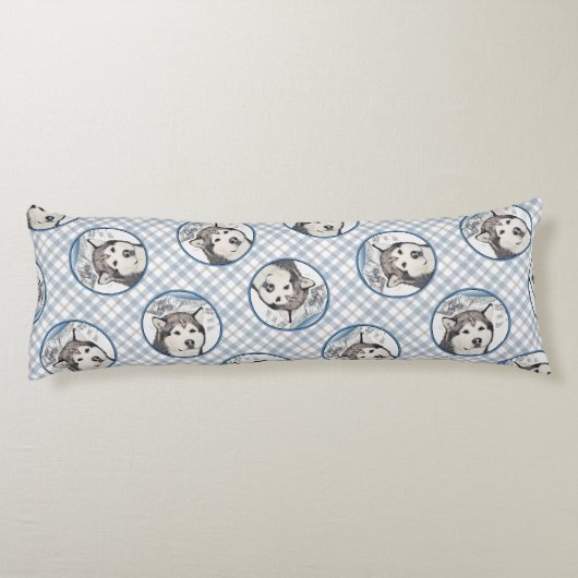 Coussins Longs Alaskan Malamute Peinture Mal Mally Sled Chien Art (Dos)