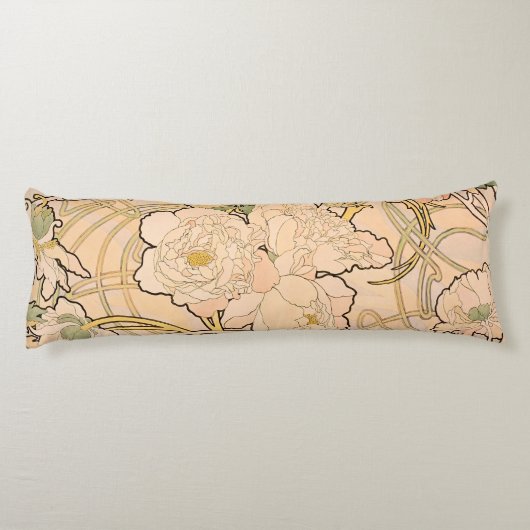 Coussins Longs Alfonse Mucha Art Nouveau Peonies (Dos)
