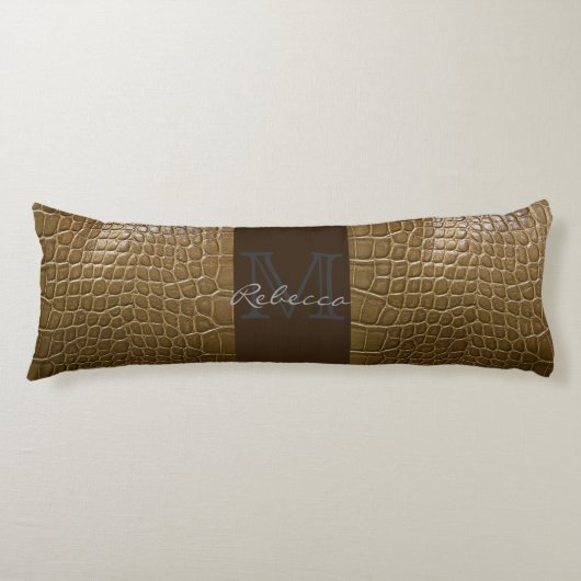 Coussins Longs alligator beige sauvage cuir de crocodile (Devant)