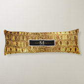 Coussins Longs Alligator Crocodile Peau brillant Or Personnalisé (Dos)