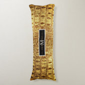 Coussins Longs Alligator Crocodile Peau brillant Or Personnalisé (Devant (Vertical))
