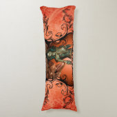Coussins Longs Amis, dragon avec le combattant dans un cadre (Devant (Vertical))
