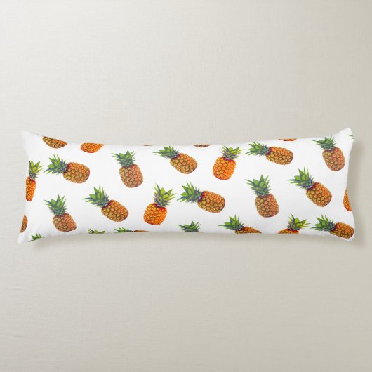 Coussins Longs Ananas sur fond blanc (Devant)