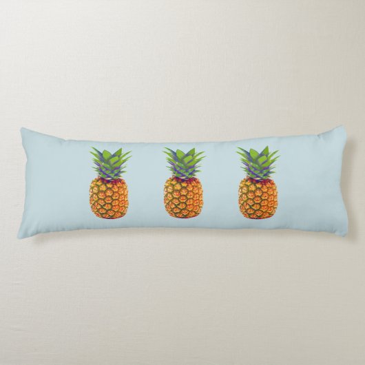 Coussins Longs Ananas sur fond bleu clair (Devant)