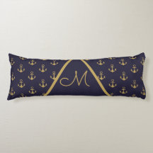 Ancre marine Monogramme bleu or