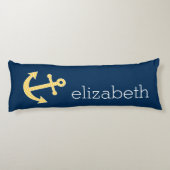 Coussins Longs Ancre nautique avec Motif de Navy Jaune Chevron (Dos)