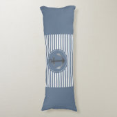 Coussins Longs Ancre nautique de bateau bleue et blanc barré (Devant (Vertical))