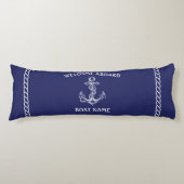 Coussins Longs Ancre nautique et corde bleu (Devant)