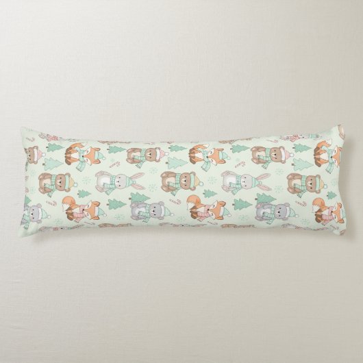 Coussins Longs Animaux de Noël mignons motif sans couture (Devant)