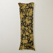 Coussins Longs Antique Gold Floral Indian Lac-work Black Pattern (Devant (Vertical))