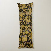Coussins Longs Antique Gold Floral Indian Lac-work Black Pattern (Dos (Vertical))