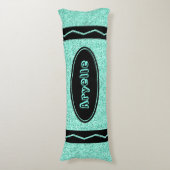 Coussins Longs Aqua Blue Parties scintillant Crayon Nom personnal (Devant (Vertical))