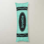 Coussins Longs Aqua Blue Parties scintillant Crayon Nom personnal (Dos (Vertical))