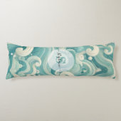 Coussins Longs Aqua Blue & White Wave Abstraite - Art moderne Flu (Devant)