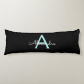 Coussins Longs Aqua Teal Blue Script Girly Monogram (Devant)