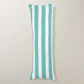 Coussins Longs Aqua Turquoise Bleu et Blanc rayé Côtier Nautique (Devant (Vertical))