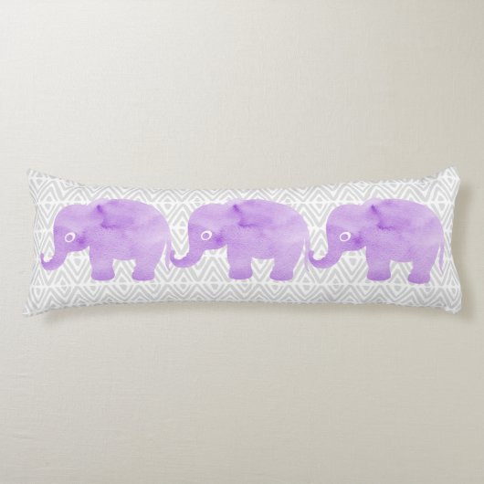 Coussins Longs Aquarelle 3 Eléphants Shibori Primitive Chevron (Devant)