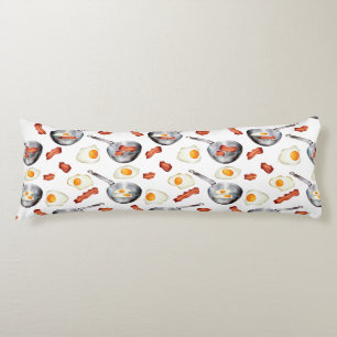 Coussins Longs Aquarelle Bacon & Oeufs Petit déjeuner Motif alime