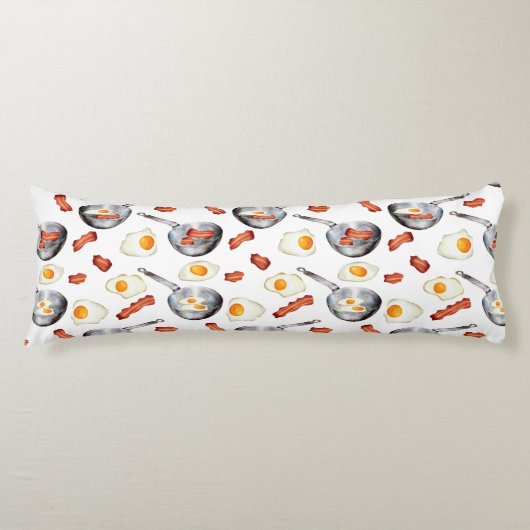 Coussins Longs Aquarelle Bacon & Oeufs Petit déjeuner Motif alime (Devant)