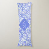 Coussins Longs Aquarelle bleu Denim Zebra Imprimer | Monogramme (Devant (Vertical))