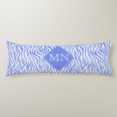 Coussins Longs Aquarelle bleu Denim Zebra Imprimer | Monogramme (Devant)
