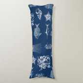 Coussins Longs Aquarelle bleu marine Océan Animaux marins (Devant (Vertical))